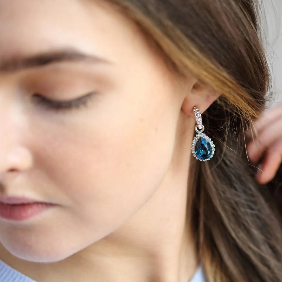 Azure Teardrop Lou Lou Sapphire & Crystal Silver Earrings