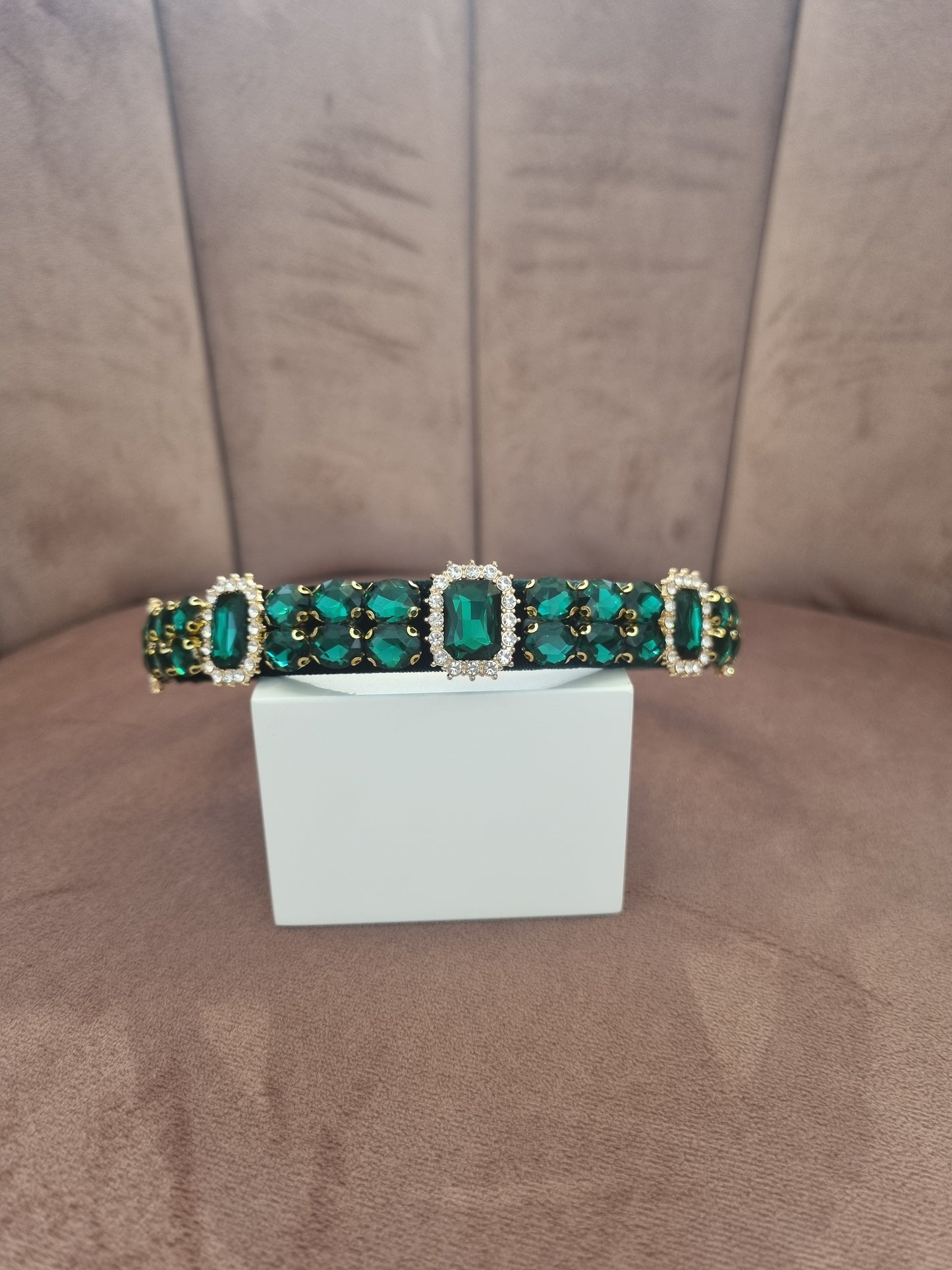 Emerald green diamond hairband