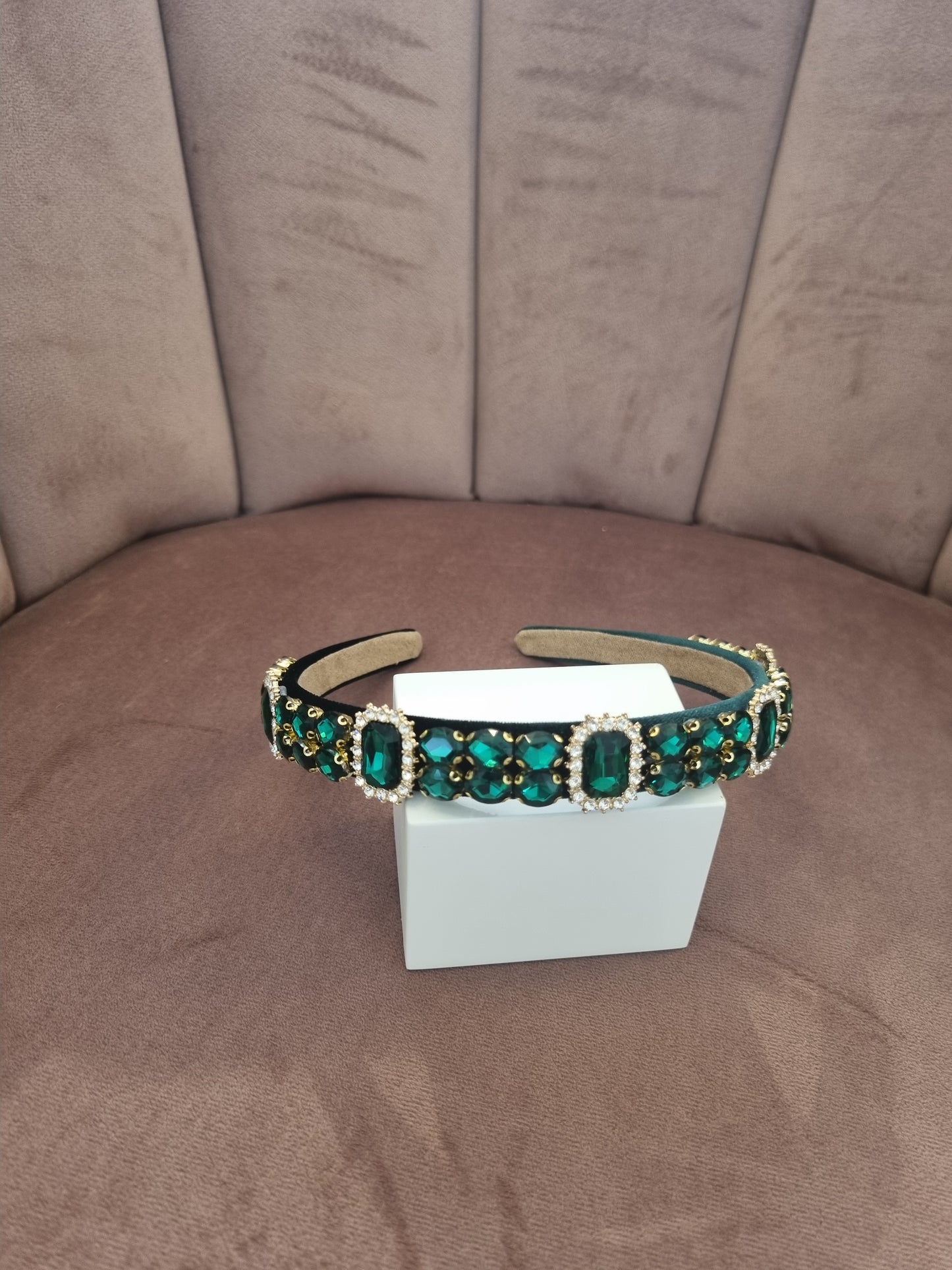 Emerald green diamond hairband