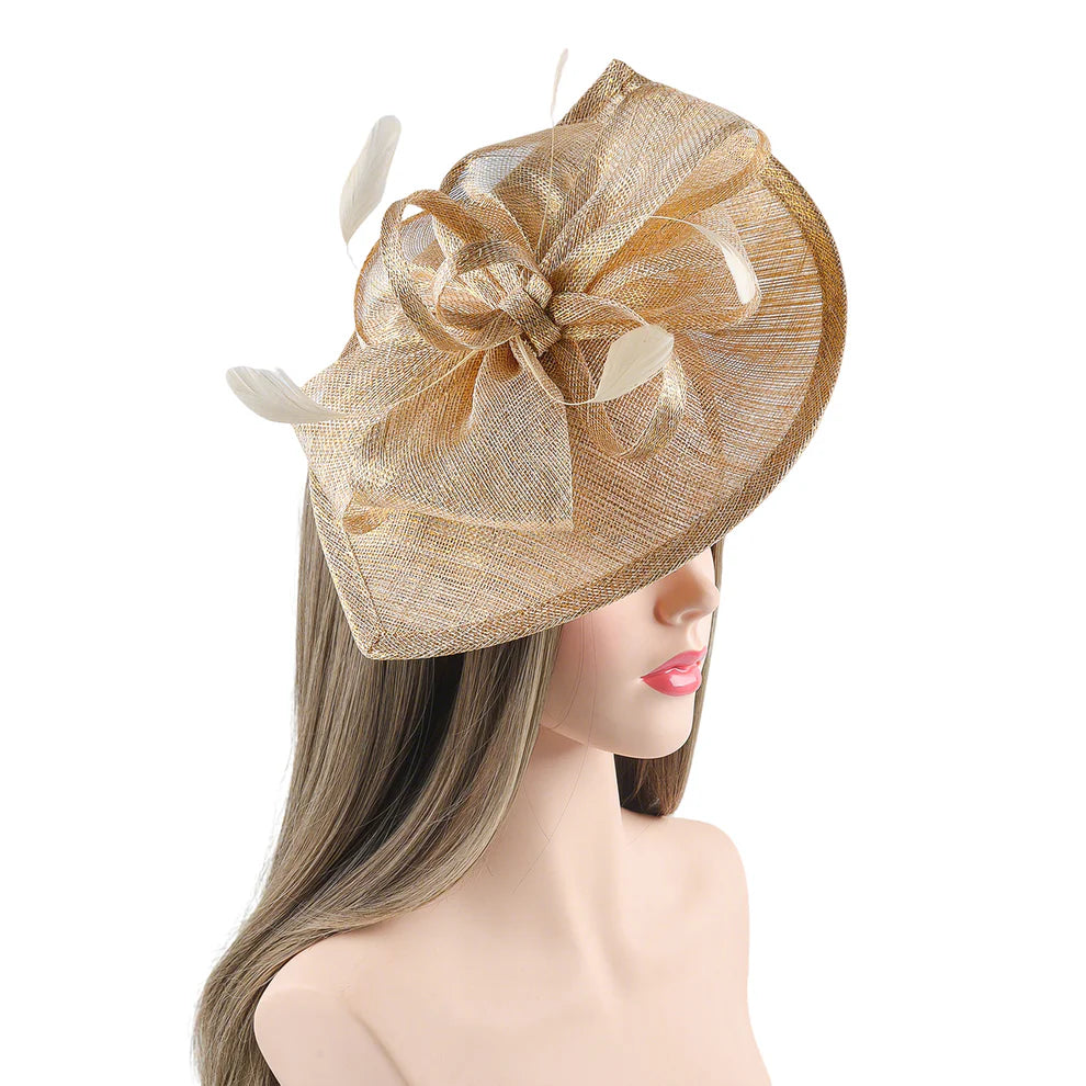 Gold Fascinator/Headpiece With Bow Detail~D35