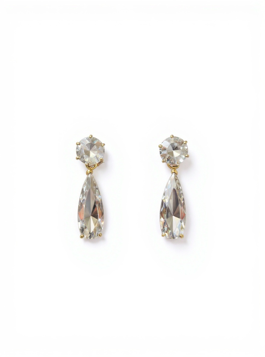 Gold & Silver Clear Crystal Drop Earrings