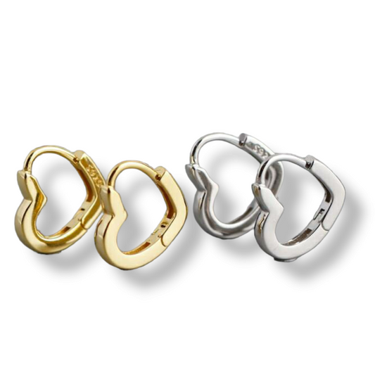 GT Hallow Heart Hoop Silver Earrings