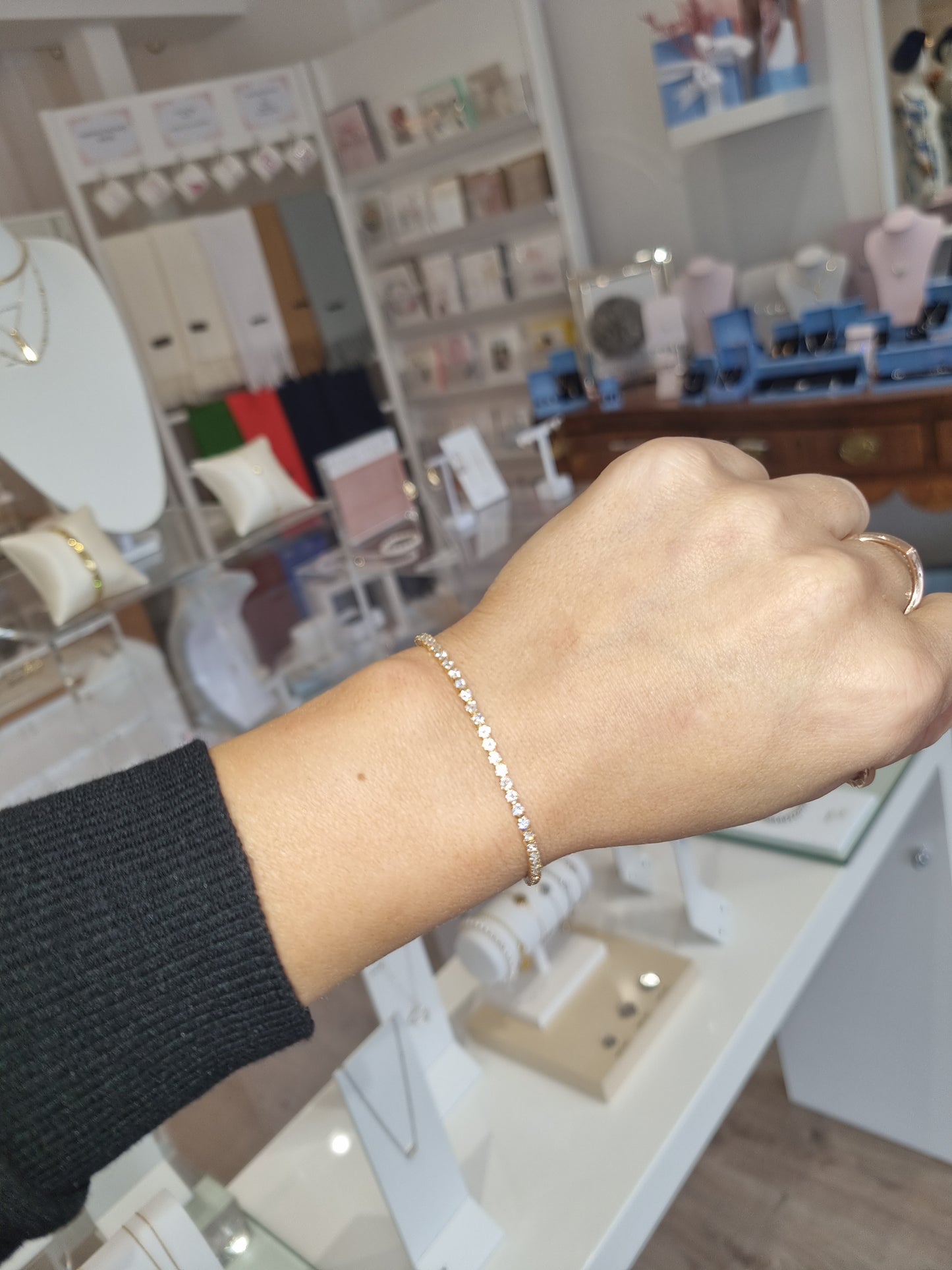 Gold Tennis Bracelet with Toggle