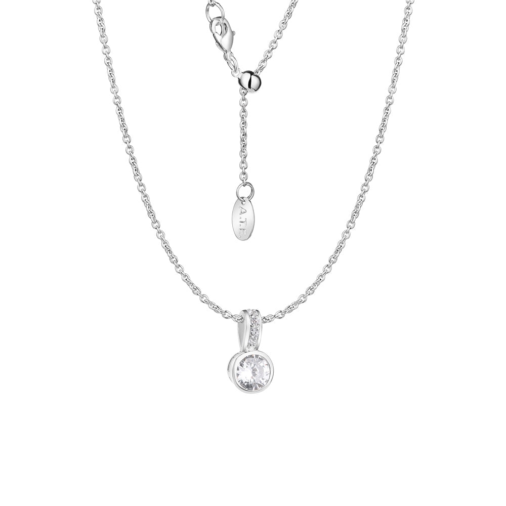 Newbridge Silverware Drop Pendant with Large Clear Stone