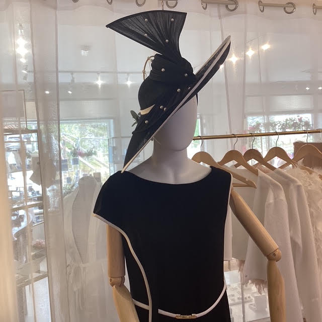 Black Headpiece with Bow and Pearls