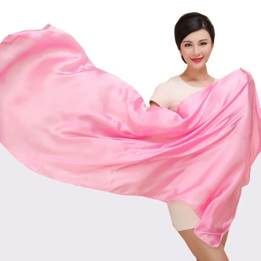 Plain Long Silk Feel Scarf In Pink