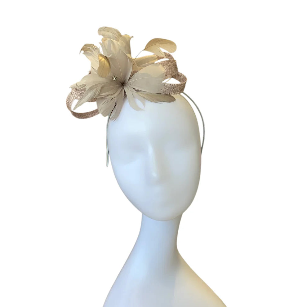 D-34 Silver Feather Fascinator