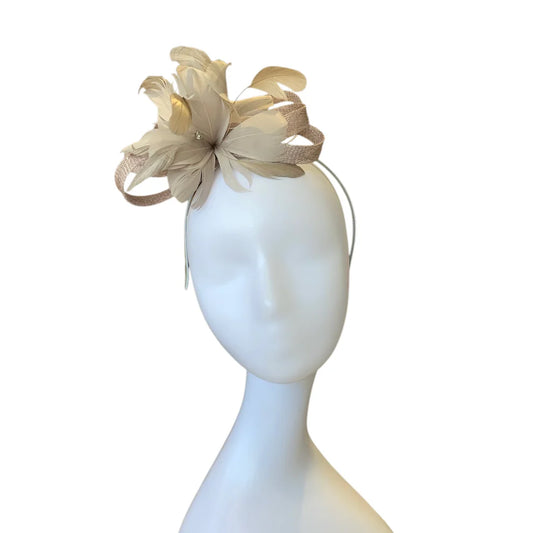 D-34 Silver Feather Fascinator/Headpiece