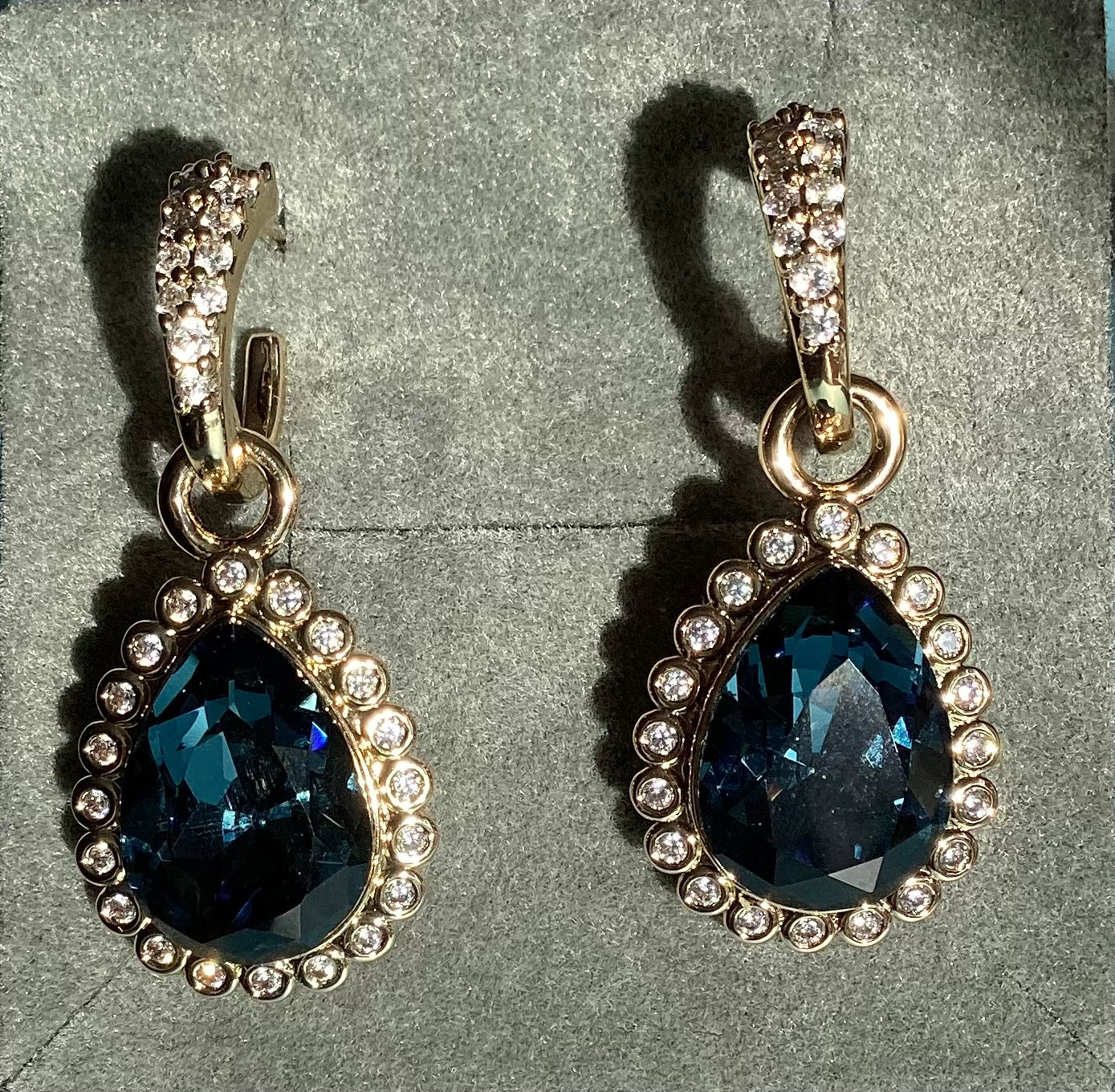 Azure Teardrop Teal Crystal Lou Lou Earrings