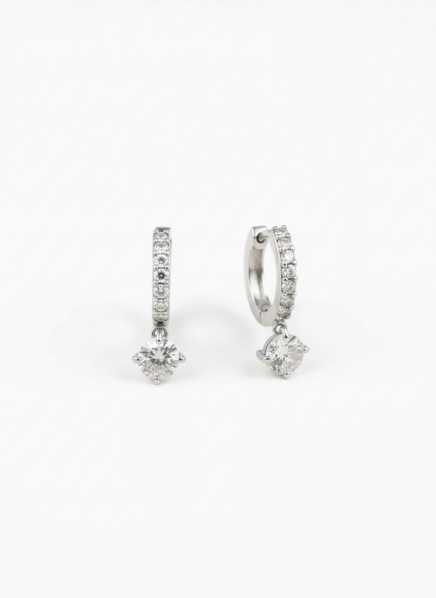 Diamond Huggie Earrings In Gold & Silver