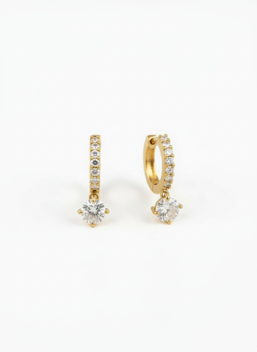 Diamond Huggie Earrings In Gold & Silver
