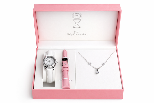 Communion watch with CZ Pendant and earring set