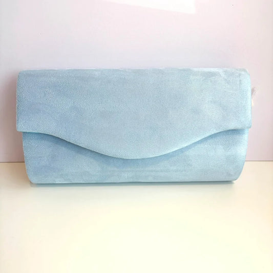 Baby Blue Seude Envelope Clutch Bag