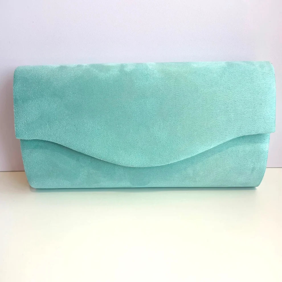 Turquise Seude Evelope Clutch Bag