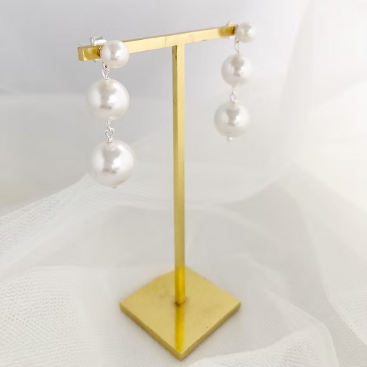 Deborah K Patrice~ Pearl Silver Drop Earrings