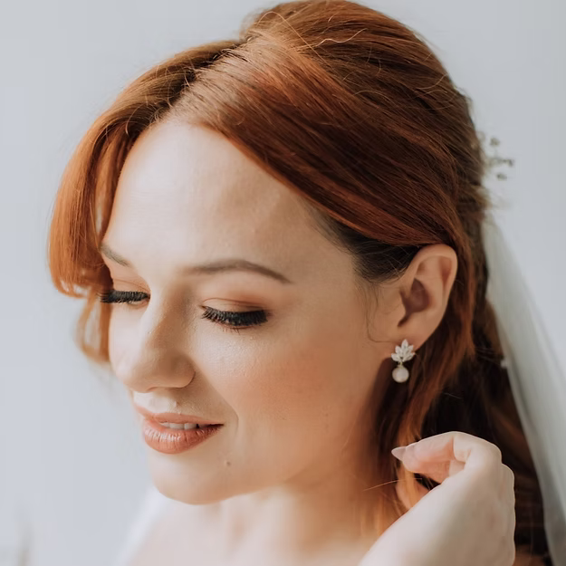 Deborah K~Arlette Pearl & Crystal Gold Earrings