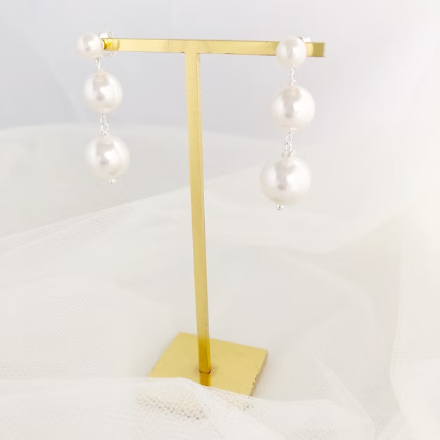 Deborah K Patrice~ Pearl Silver Drop Earrings