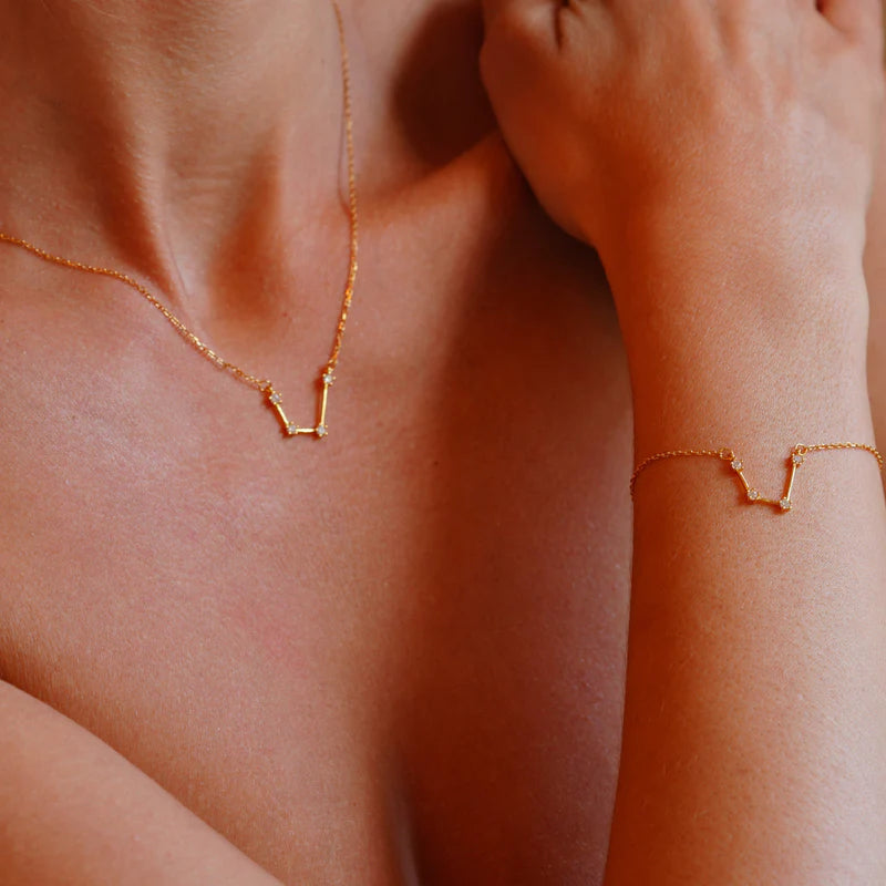 GT Aquarius Zodiac Constellation Gold Necklace