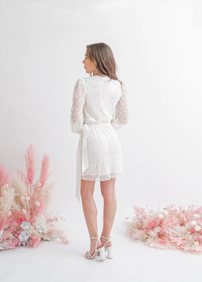 Mini white wrap sales dress