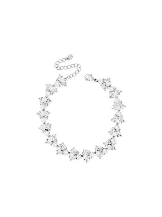 Pearl & Crystal Silver Braclet