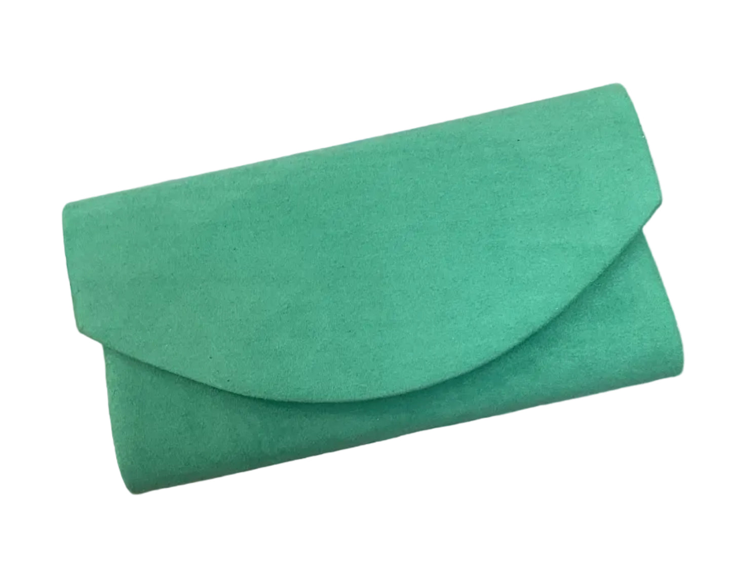 Mint Suede Envelope Style Clutch Bag