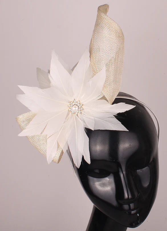 Ivory Feather & Diamante Fascinator/Headpiece