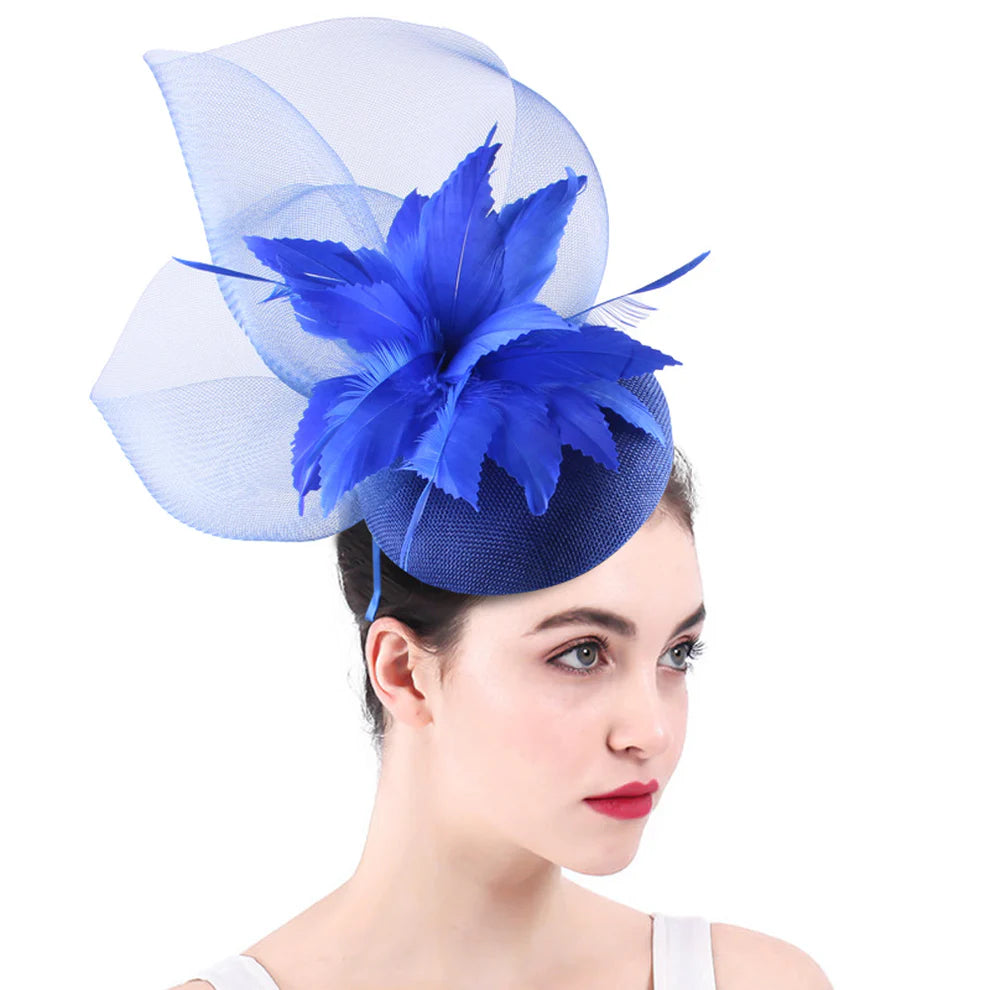 Royal Blue Feather Fascinator/Headpiece~D29