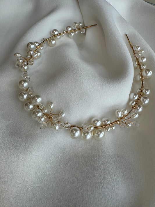 Pearl Gold & Clear Crystal Multiway Headband