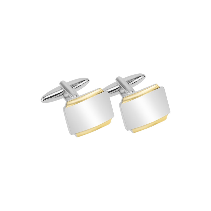 EV-Gents Two Tone Engravable Silver Cufflinks