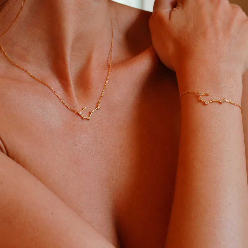 GT Cancer Zodiac Constellation Gold Necklace