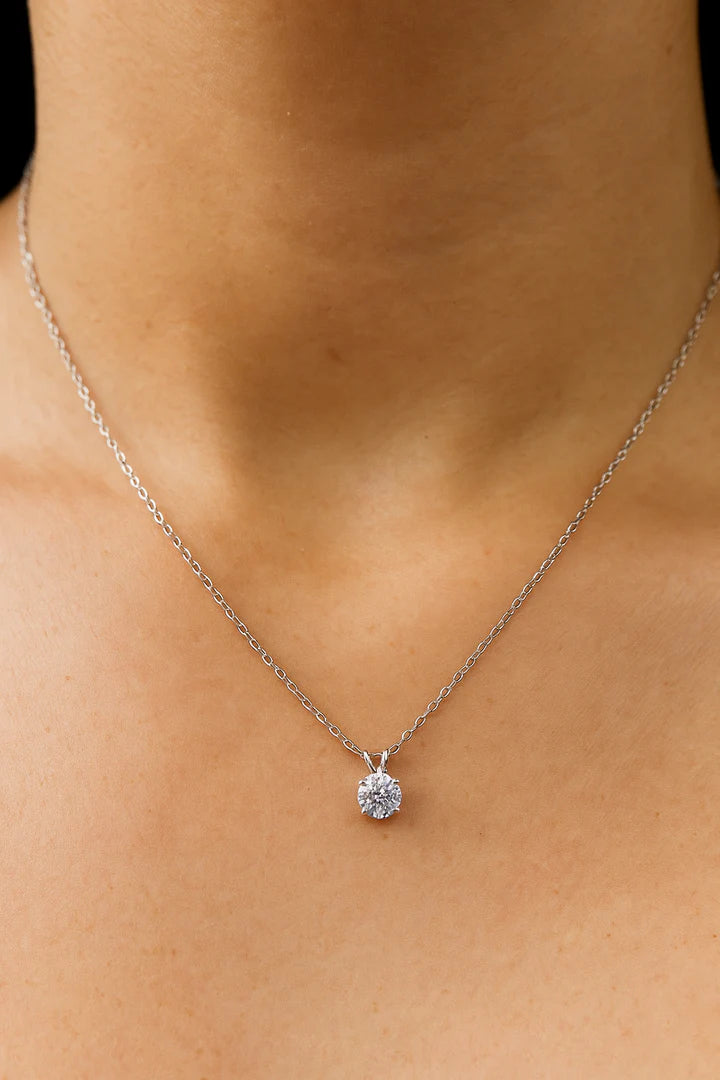 Azure Cubic Zirconia Silver Pendant Necklace