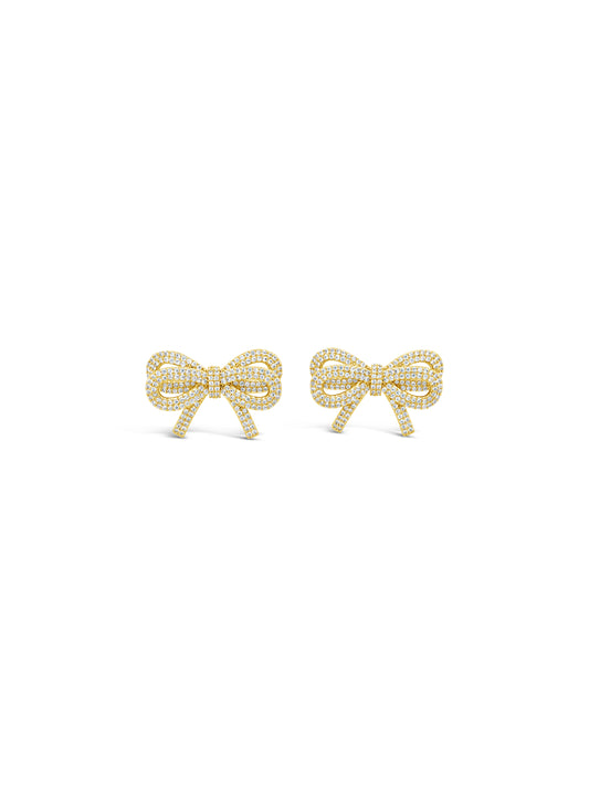 Gold & Crystal Bow Statement Earrings