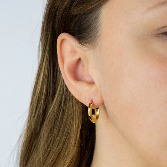 GKO Gold Encased Freshwater Pearl Hoop Earrings