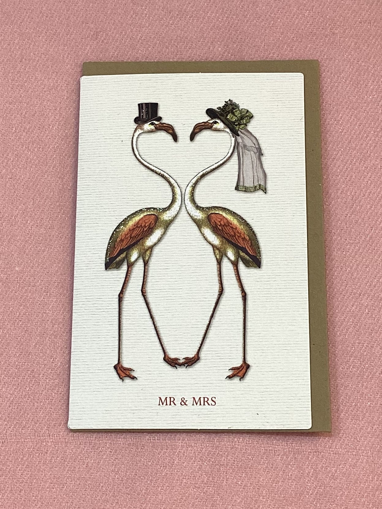 Mr and Mrs Flamingo Wedding Card