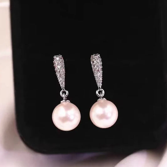 Pearl and Crystal Clip On Earrings in Silver