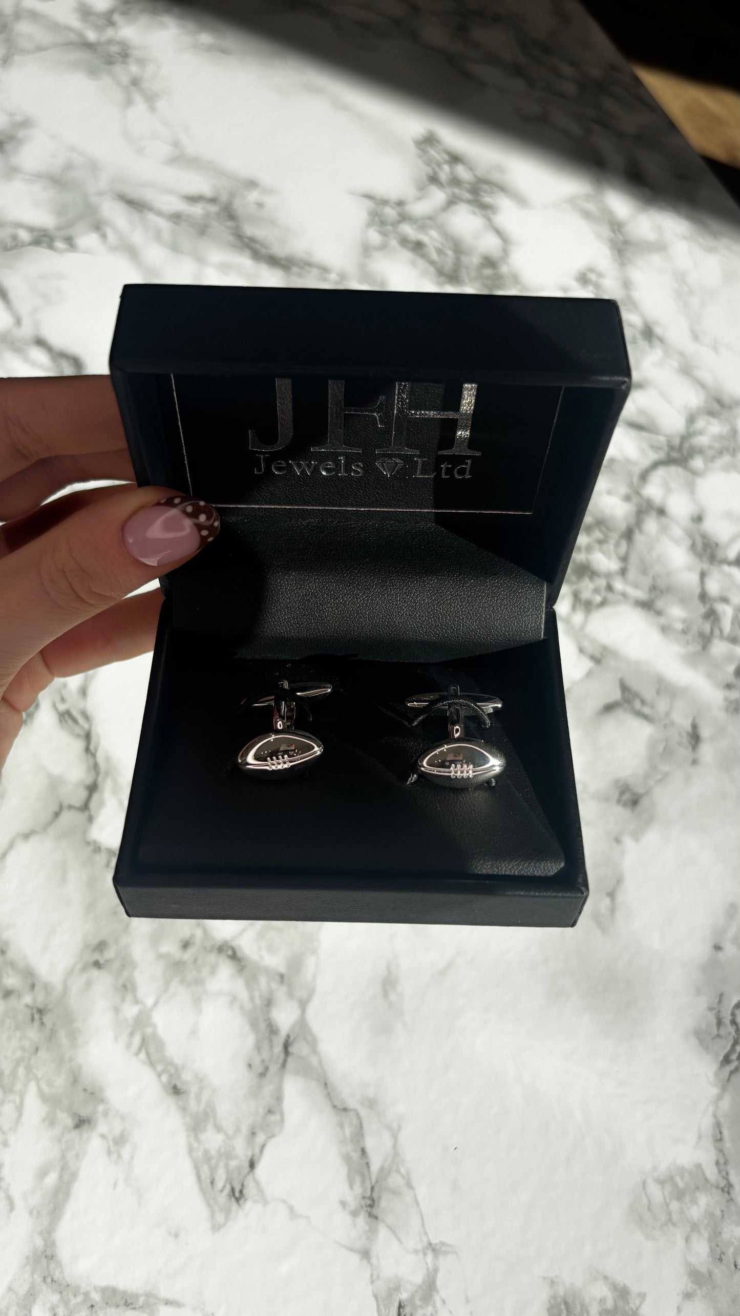 EV-Gents Rugby Ball Silver Cufflinks