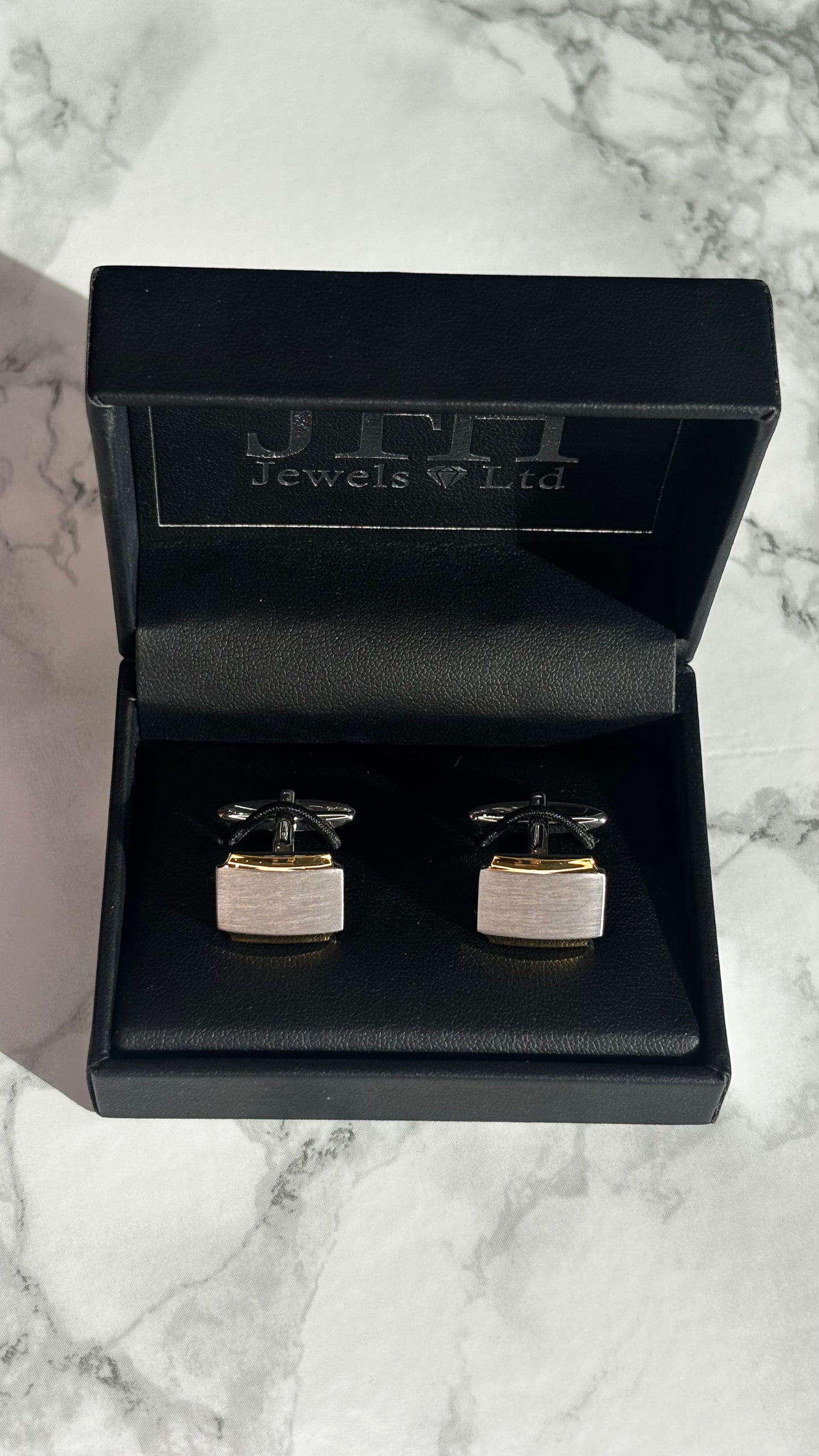 EV-Gents Two Tone Engravable Silver Cufflinks