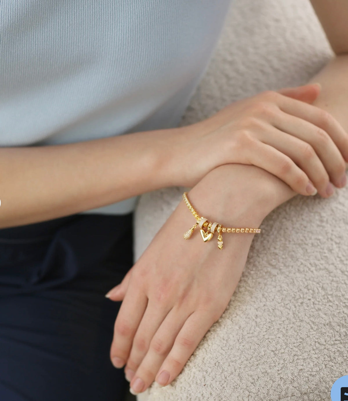 Newbridge Silverware Gold Plated Heart Charm Bracelet