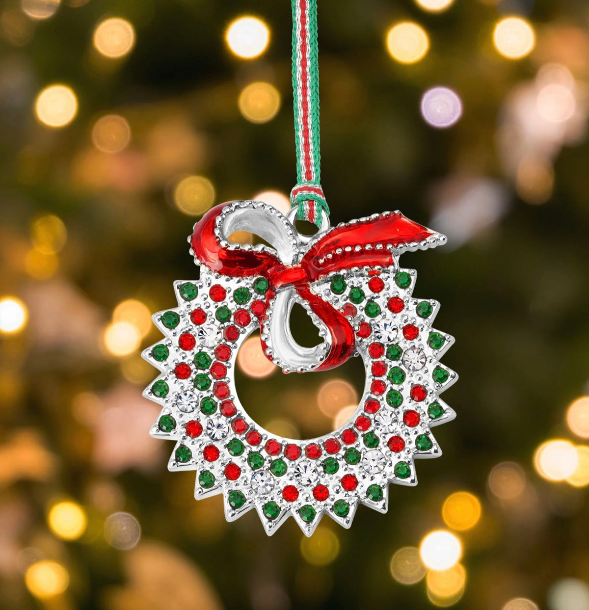 Newbridge Silverware Christmas Wreath With Bow Tree Decoration