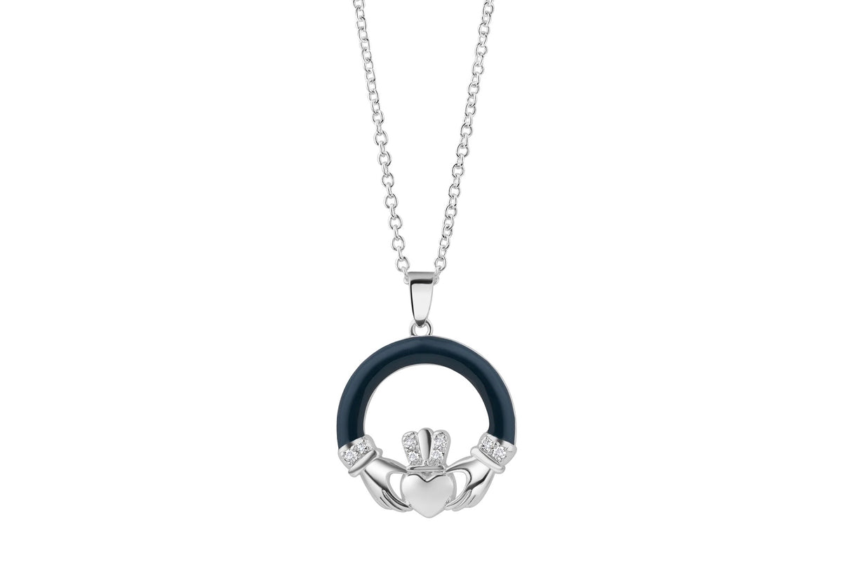 Newbridge Silverware Silver Plated Emerald Claddagh Pendant/Necklace