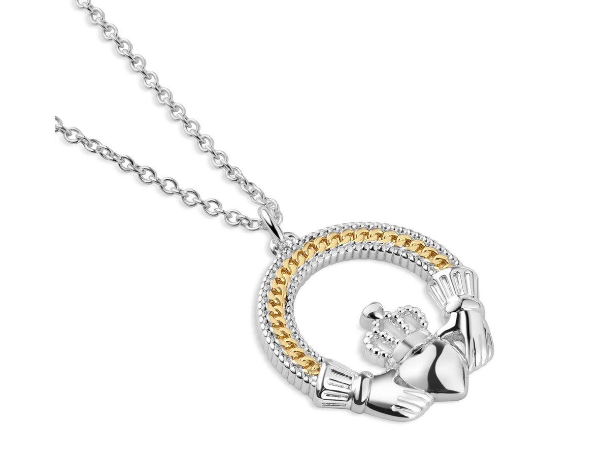 Newbridge Silverware Gold & Silver Plated Claddagh Pendant/Necklace