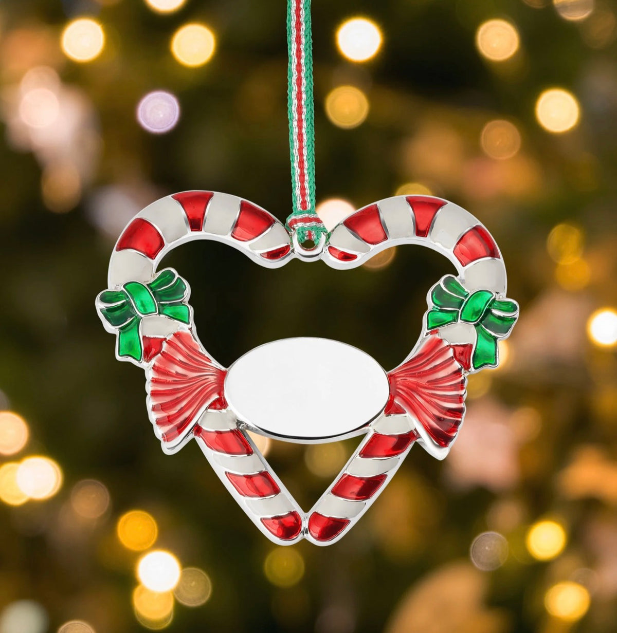 Newbridge Silverware Candy Cane Heart Christmas Tree Decoration