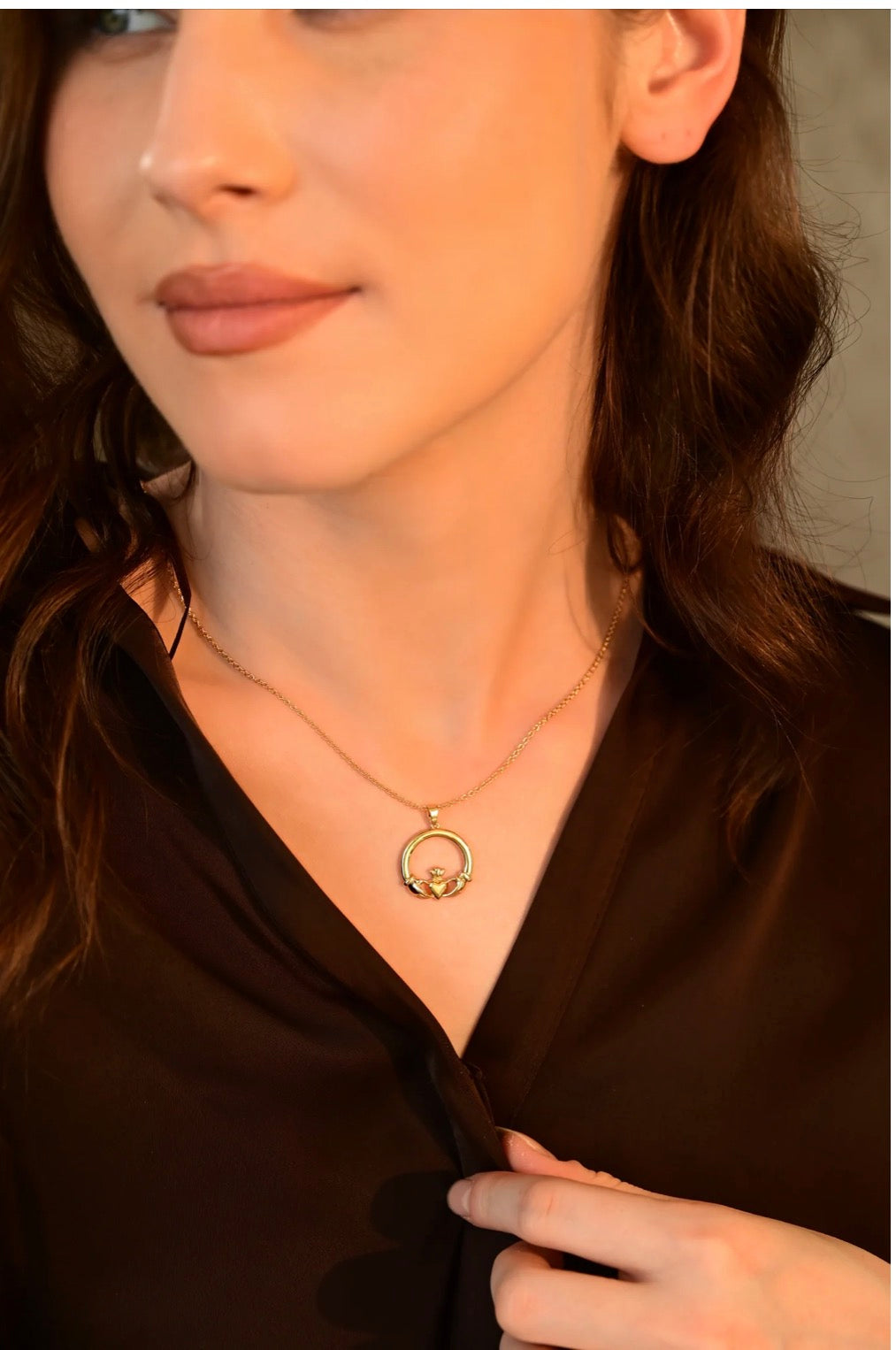 Newbridge Silverware Gold Plated Claddagh Pendant/Necklace