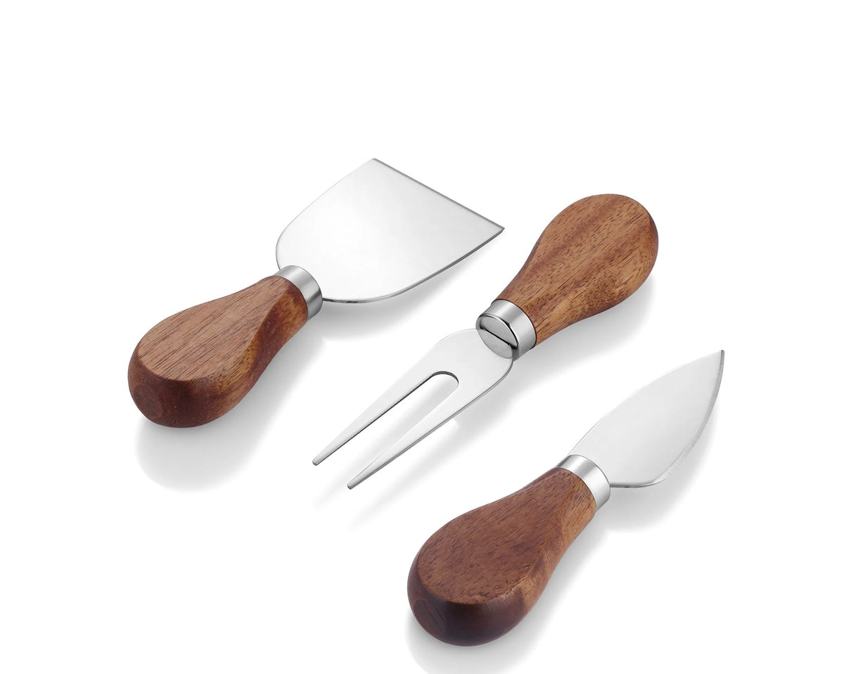 Newbridge Silverware Stainless Steel Cheese Set with Wooden Handle