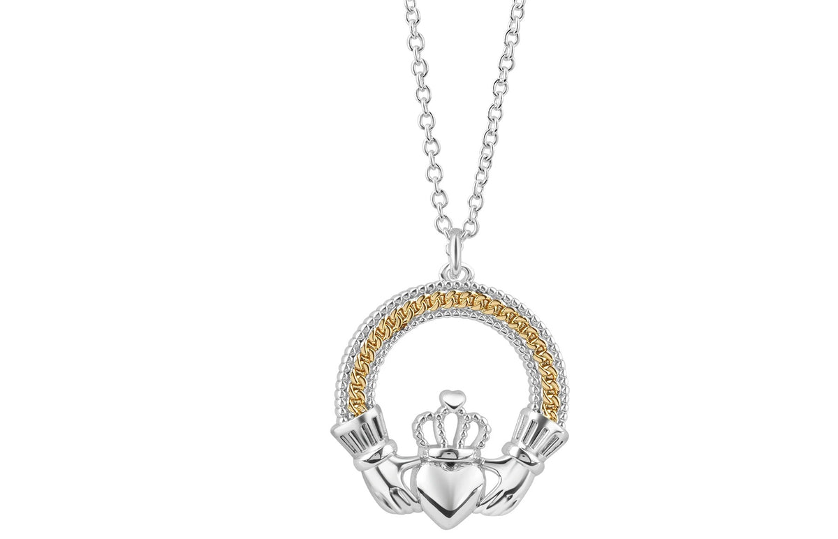 Newbridge Silverware Gold & Silver Plated Claddagh Pendant/Necklace