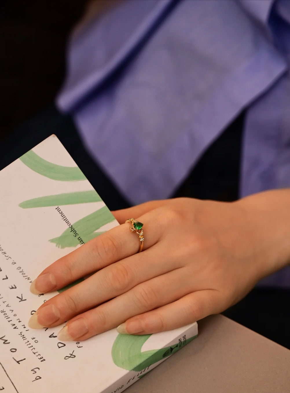 Newbridge Silverware Gold Plated Emerald Green Claddagh Ring