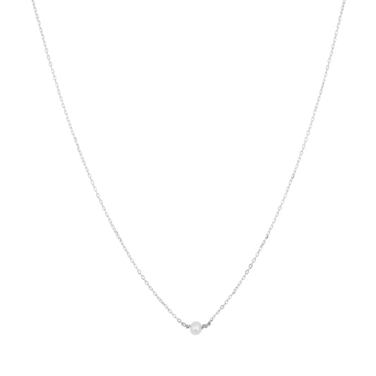 GT Single Pearl Silver Necklace