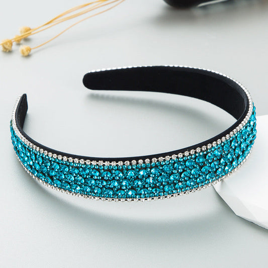 Teal Hairband With Teal Crystals & Silver Edging