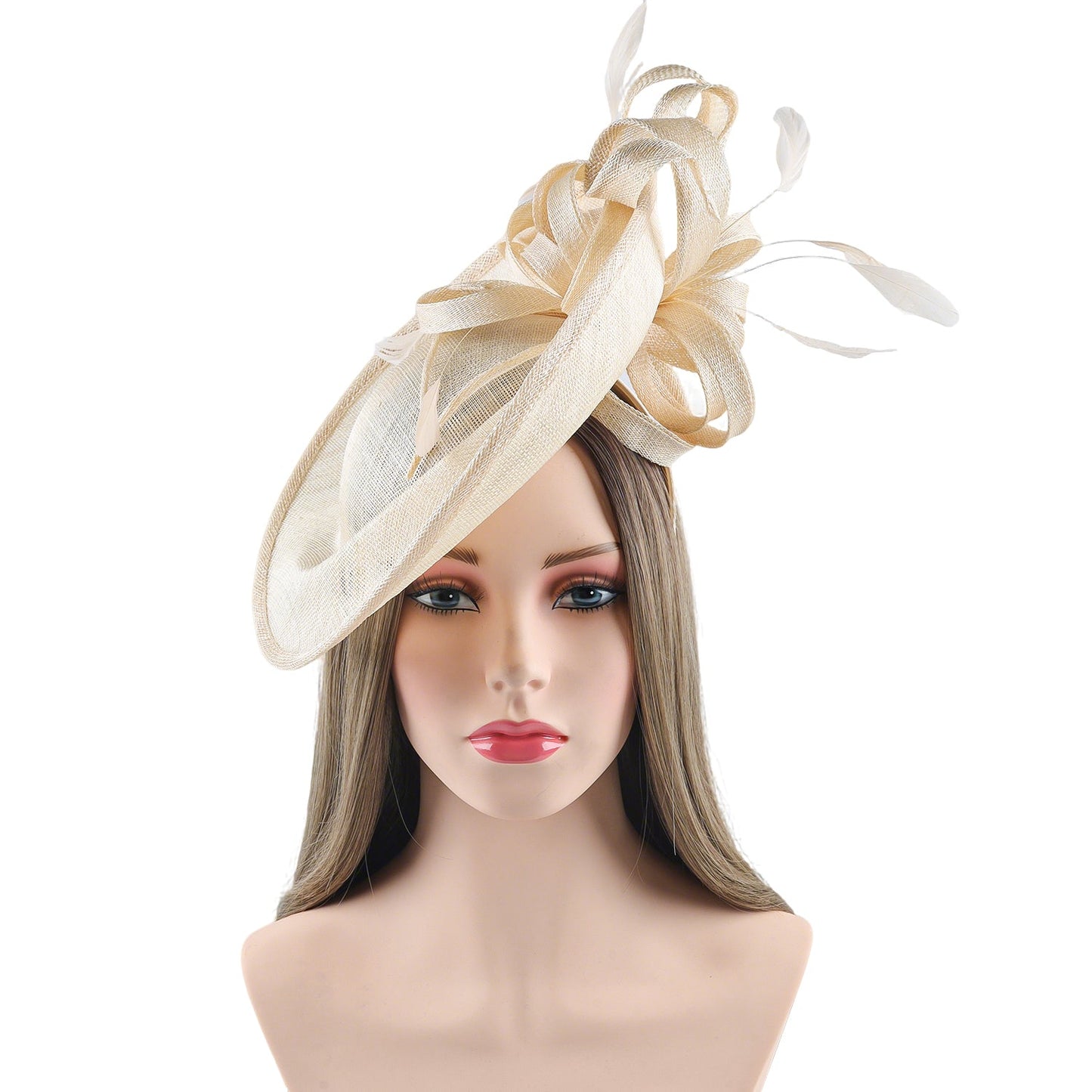 Beige Feather & Bow Detail Headpiece/Fascinator