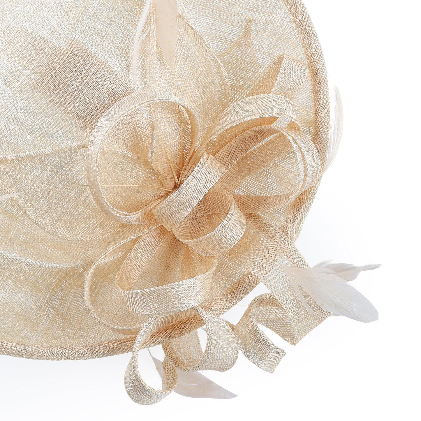 Beige Feather & Bow Detail Headpiece/Fascinator